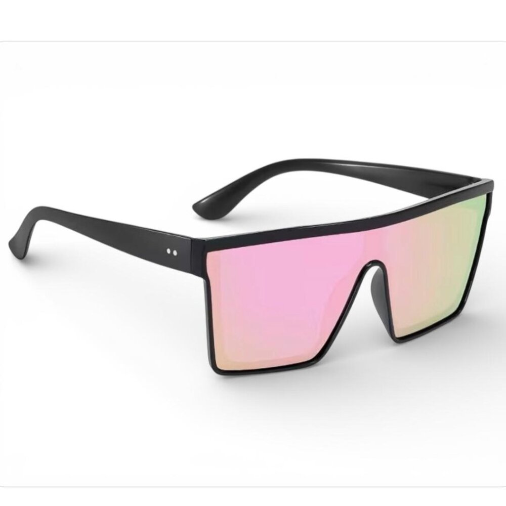 NEW -Flat Top Shield Sunglasses Square Mirror Rimless Glasses for UNISEX -MULTI